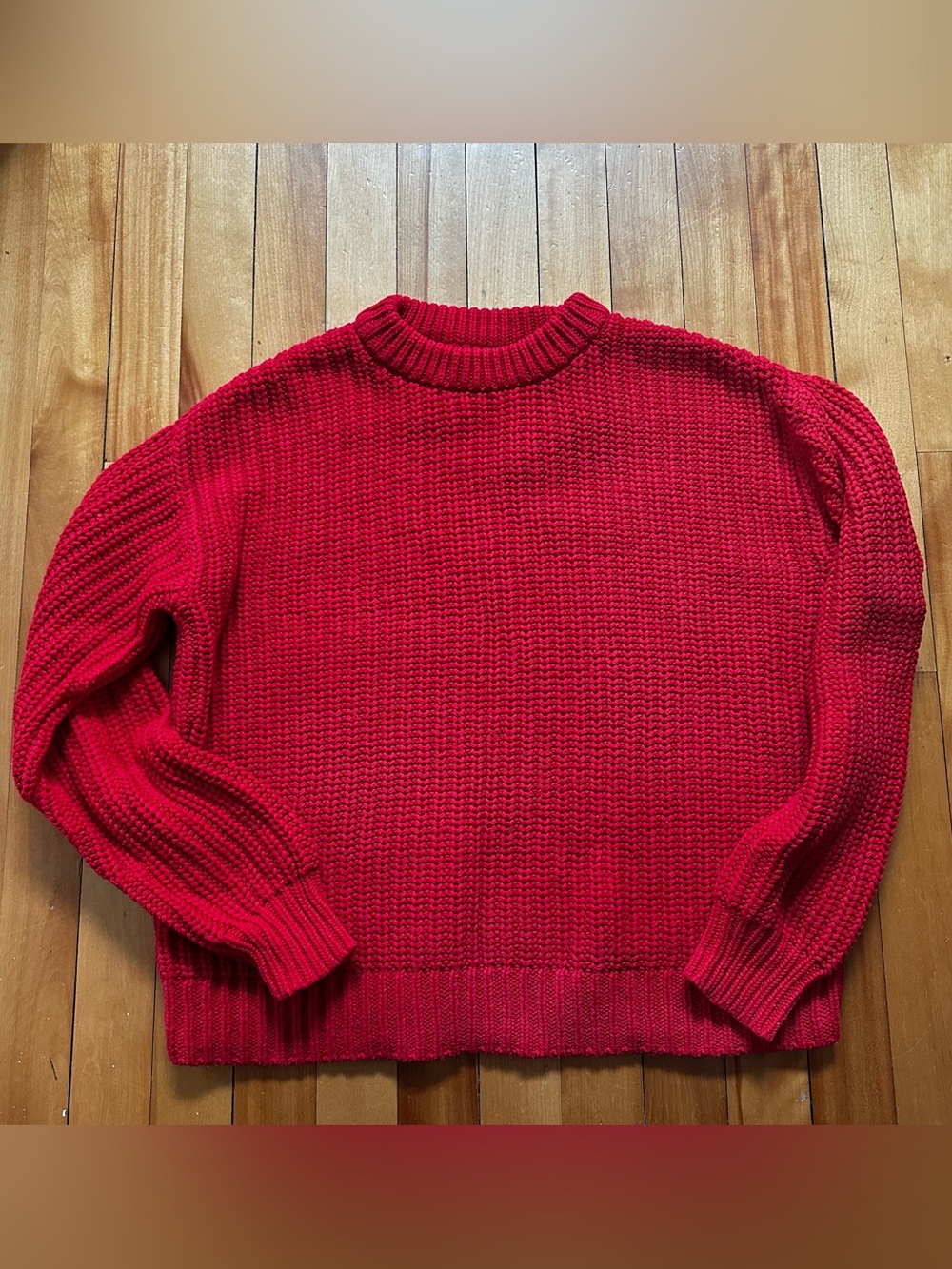 Cotton Blend Red Knit Sweater